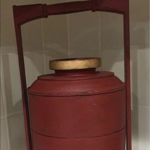 Antique Thai wooden tiffin box